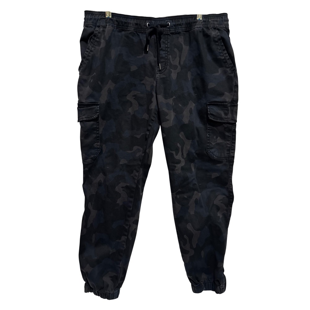 Natural Reflections Camo Cargo Jogger Pants Gray Sz L Zip Cuff gorpcore outdoor